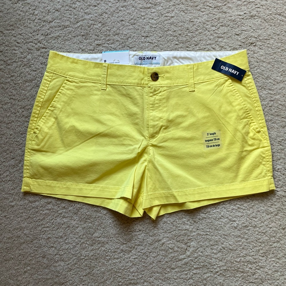 Old Navy neon yellow shorts, size 10, brand new with tags